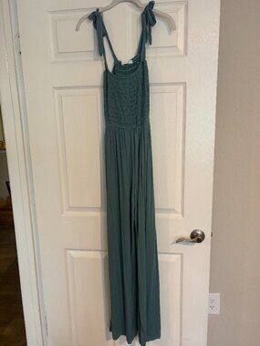 Altar'd State Blue/Green long pant Romper with adjustable straps